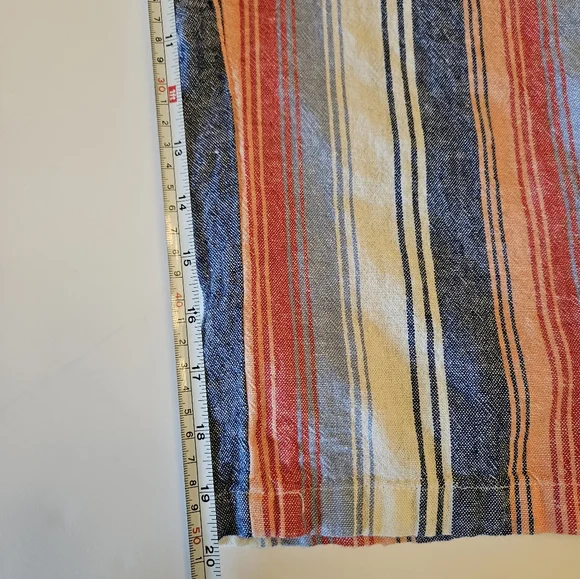 Per Se sizeLG linen blend wide leg crop pant, blue/orange stripe,beach,lagenlook - Picture 4 of 11